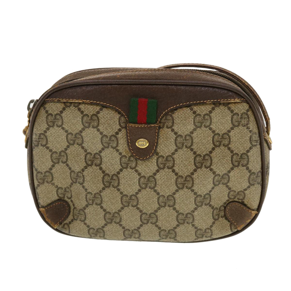 GUCCI GG Canvas Web Sherry Line Shoulder Bag Beige Red Green Auth 43903 - Picture 13 of 16